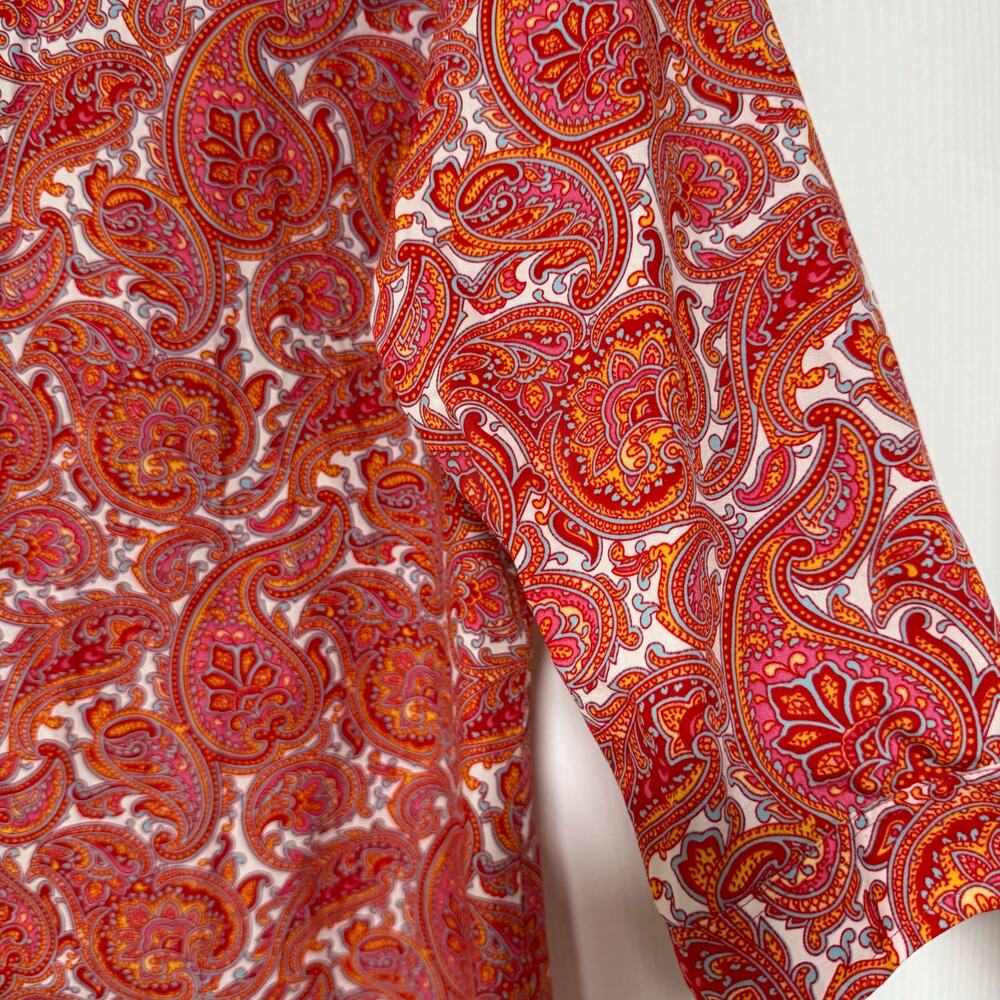 Lands' End Women's No-Iron Supima Cotton Paisley Button Front Top Size 10 - Picture 7 of 13